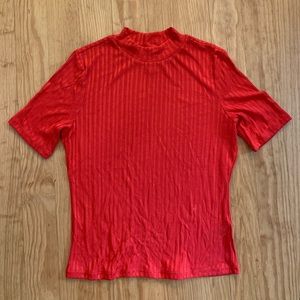 Red Mock Turtleneck Tee